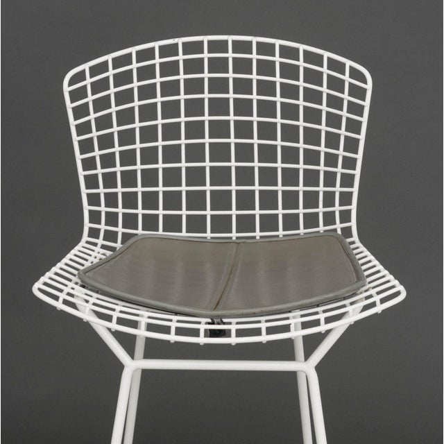 Modern Set of Three Harry Bertoia White Patinated Wire Bar Stools For Sale - Image 3 of 8