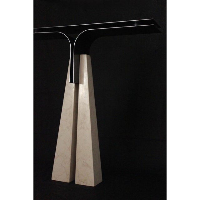 Metal Prisma Console Table in Trani Marble & Curved Iron by D´ARK Atelier For Sale - Image 7 of 11