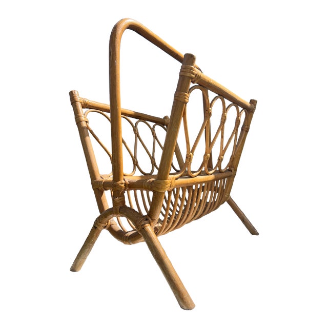 1950s Bamboo Magazine Rack For Sale