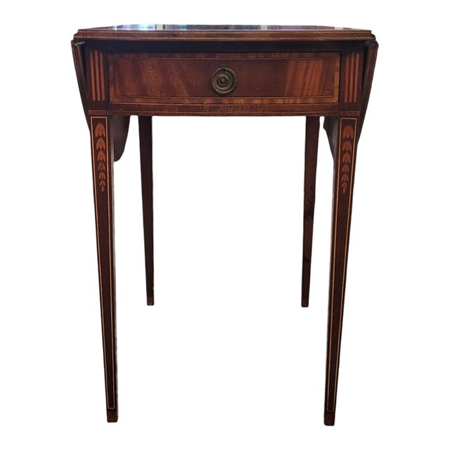 1940s Federal Inlaid Hepplewhite Style Pembroke Table For Sale