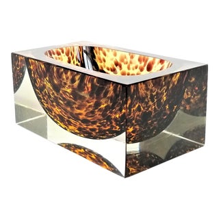 Exquisite Murano Glass Tortoiseshell Bowl by Alessandro Mandruzzato - Italy Italian Mid Century Modern Palm Beach Boho Chic For Sale