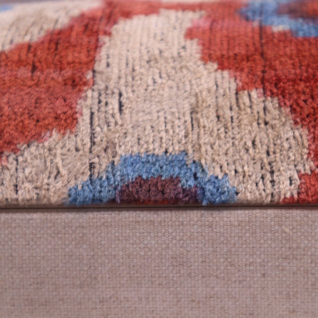 Contemporary Orangy Red Velvet Throw Pillow & Down Insert For Sale - Image 4 of 6