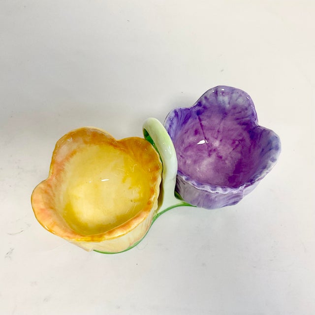 Ceramic 1980s Vintage Hollywood Regency Coastal Trompe L’Oeil Tulip Condiment Serving Dish - Easter For Sale - Image 7 of 12