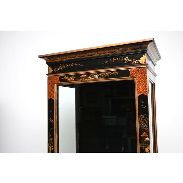 Glass Antique Edwardian Lacquered Chinoiserie Display Cabinets, 1900, Set of 2 For Sale - Image 7 of 11