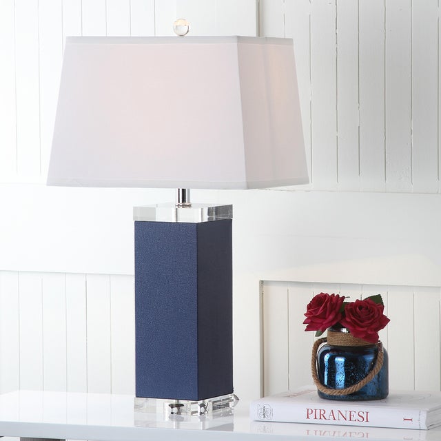 27 Inch H Leather Table Lamp in Navy a Pair Chairish