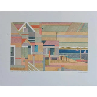 1980s Jerome Rettich Pochoir Print From the Landing Provincetown For Sale