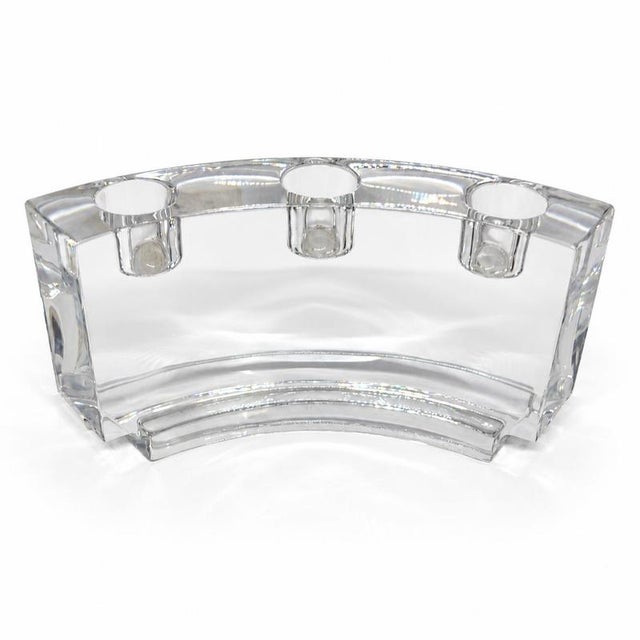 Glass Curved 3-Light Candelabra from Baccarat For Sale - Image 7 of 8