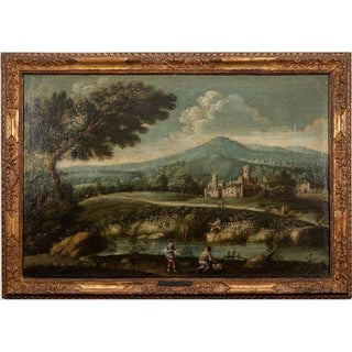 Landscape with Figures, Oil on Canvas, 18th Century For Sale