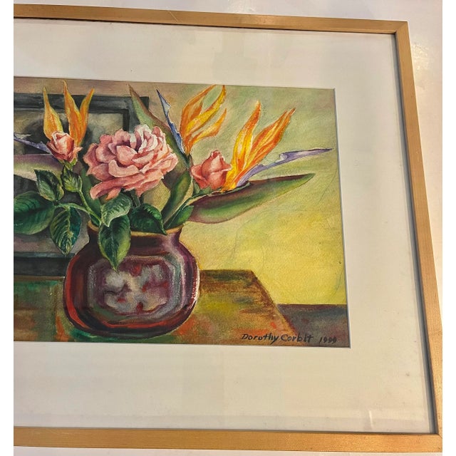 A very beautiful vintage 1999 watercolor of flowers in a vase by Dorothy Dickensen Corbit from Woodstock New York....