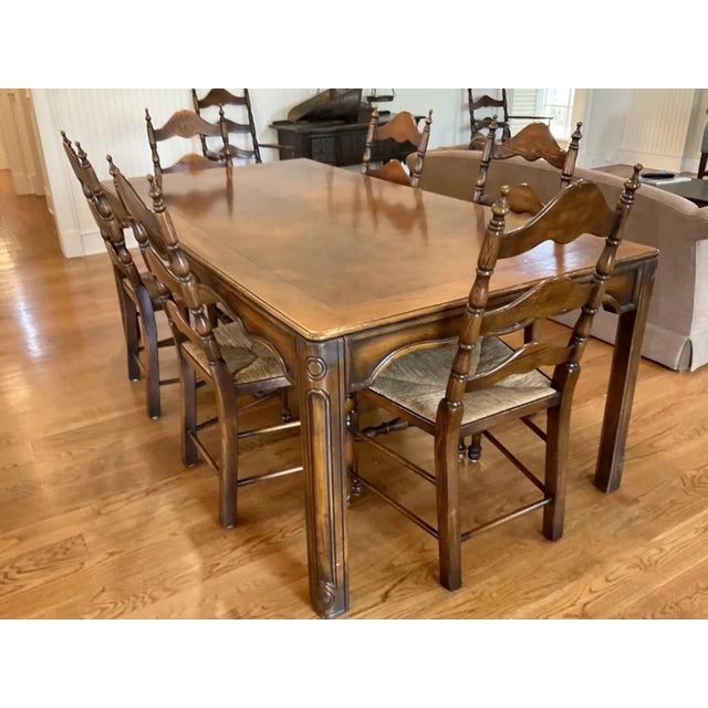 Mid 20th Century Mid 20th Century Vintage French Provincial Style Oak Dining Table For Sale - Image 5 of 8