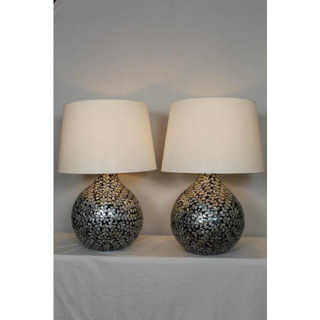 Mid 20th Century Moroccan Style Pearl Inlay Lamps - a Pair For Sale - Image 11 of 12