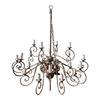 1950s French 20-Arm Chandelier For Sale