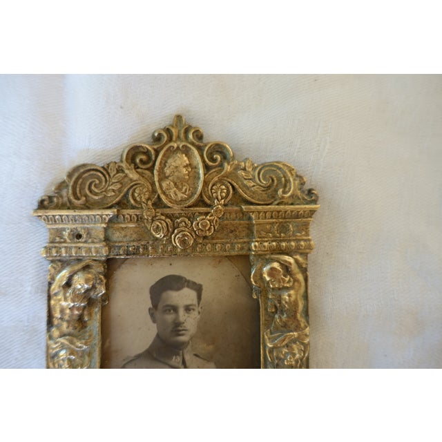 Superb 19th-century gilt bronze photo frame Neo-Renaissance style Exquisite work with atlantes and ephebes Small format...