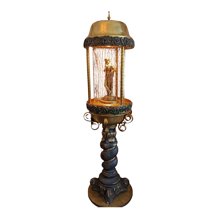 Vintage Rain Oil Lamp With Greek Goddess and Pedestal Chairish