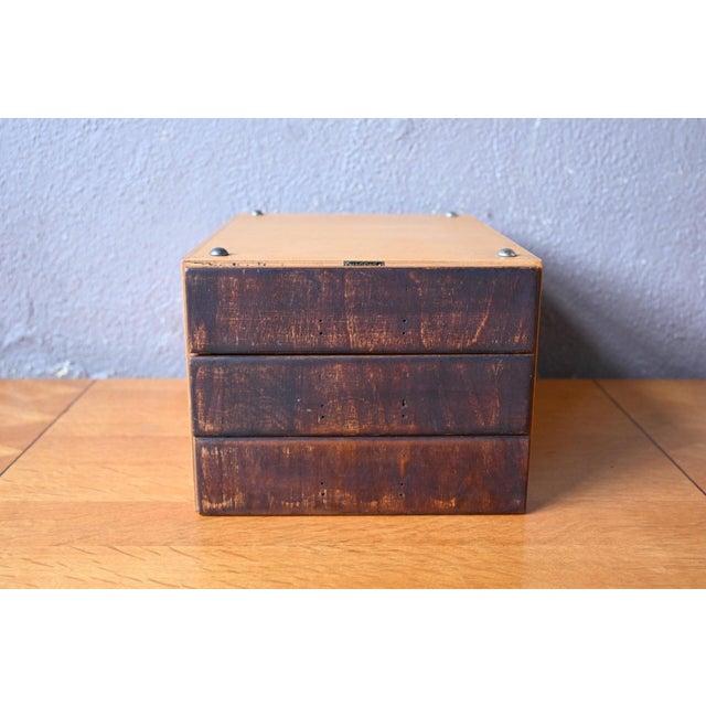 Industrial Vintage Industrial Hagewe Two-Tone Wood Drawer Unit, 1950s For Sale - Image 3 of 6