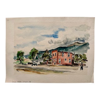 Henry Emil Salloch Original Watercolor on Paper Villa Grove, Colorado. 1958. For Sale