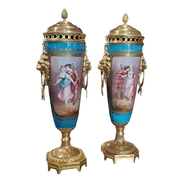 Napoleon III Porcelain Vases from Sevres, Set of 2 For Sale