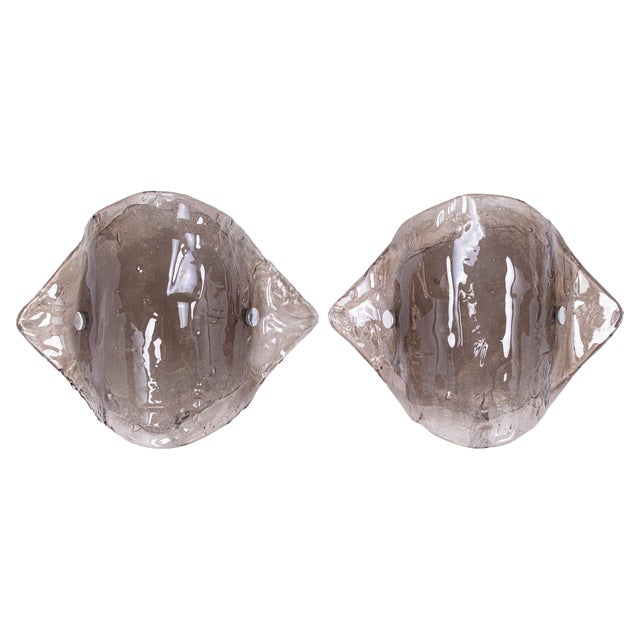 Large Smoked Murano Glass Wall Lights from Kalmar, 1960s, Set of 2 For Sale