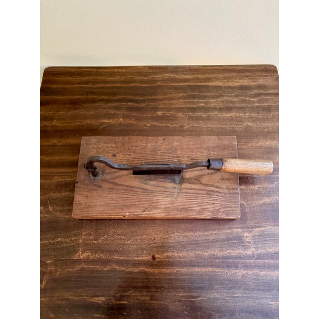 Antique French Country Wooden & Iron Herb Cutter or Cheese Board For Sale - Image 4 of 13