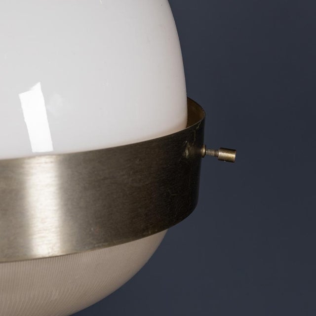 Vintage Italian Delta Opaline Pendant Lights by Sergio Mazza for Artemide, 1960s, Set of 2 For Sale - Image 10 of 17