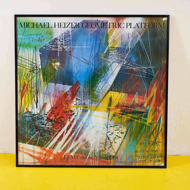 Discover the uniqueness of this print by artist michael heizer, depicting a vibrant interplay of shapes and colors....