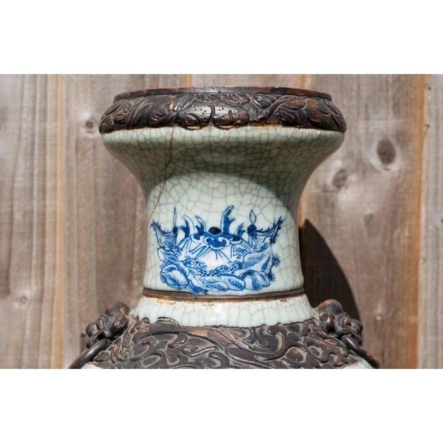 Large Early 19th Century Chinese Qing Dynasty Crackle Glazed Porcelain Vase For Sale - Image 12 of 18