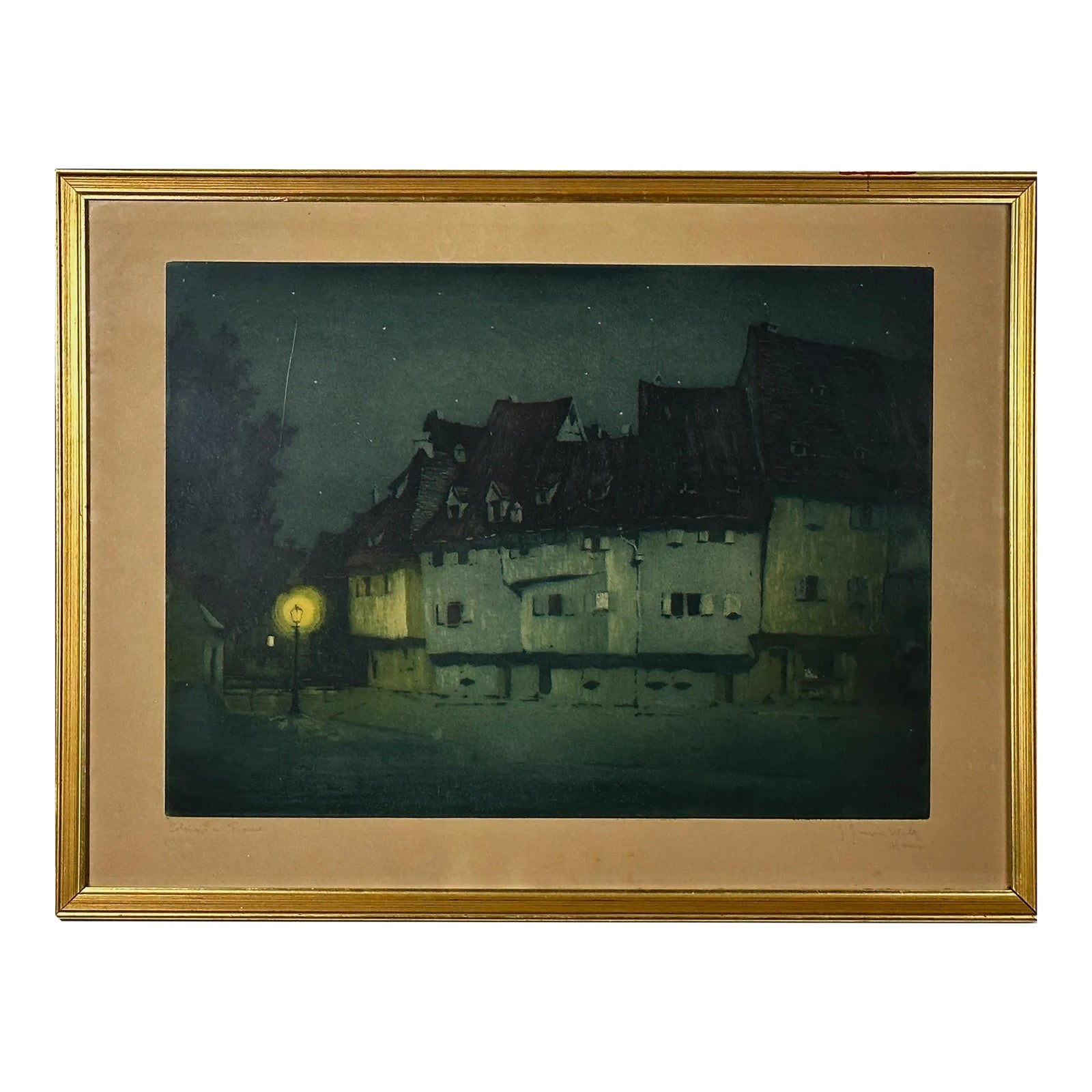 Jean-Jacques Waltz ‘Hansi’ - Antique Evening Cityscape Aquatint Etching ...