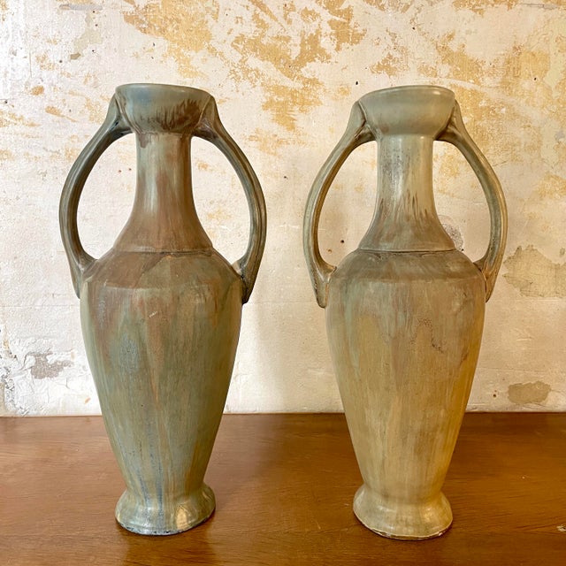 Vintage Amphora Vases by Gilbert Méténier, 1920s, Set of 2 For Sale - Image 6 of 7