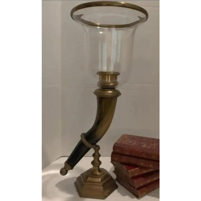For your consideration. . . A stunning faux Horn Hurricane Candle Holder from the Chapman Manufacturing Company. This...