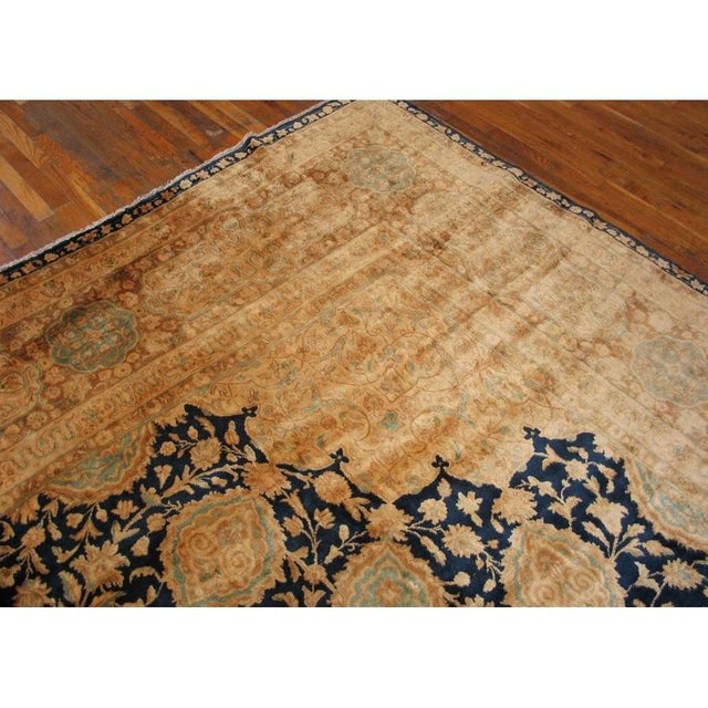1930s Navy Blue Background Antique Oversized Ardabil Design Kerman Rug For Sale In New York - Image 6 of 8