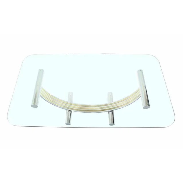 Mid-Century Modern Thick Glass Top Dining Conference Table For Sale - Image 6 of 8