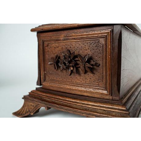 Late 19th Century Wooden Cigar Box, Humidor Black Forest Walnut Wood For Sale - Image 10 of 11