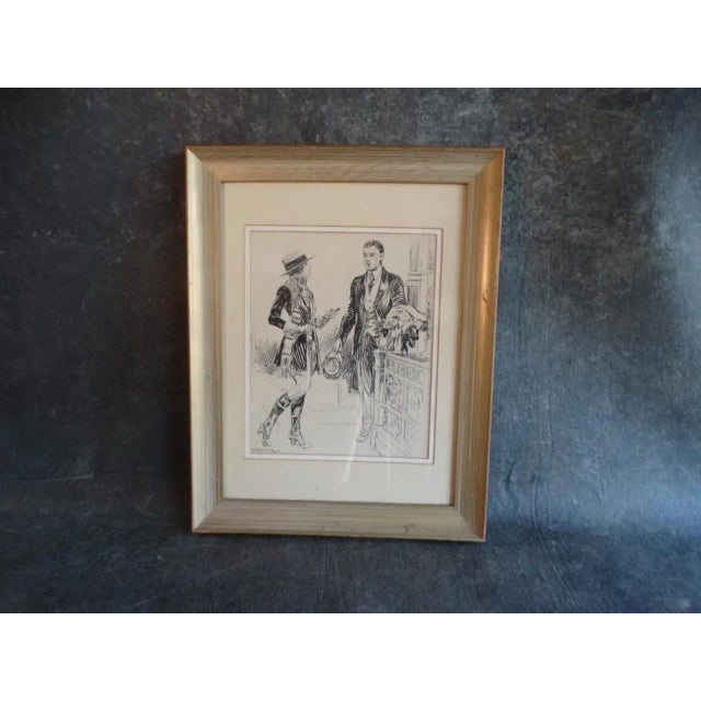 Both figures are the last word in 1920s chic. Art measures 9 1/4" x 11 1/2", and the frame is 14 1/2" x 18 1/2". Joseph L....