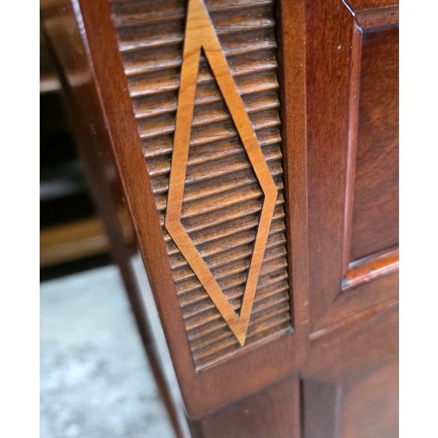 Stickley Solid Cherry Nine-Drawer Triple Dresser With Brass Hardware and Diamond Carved Accents, Circa 1990s For Sale In Washington DC - Image 6 of 14