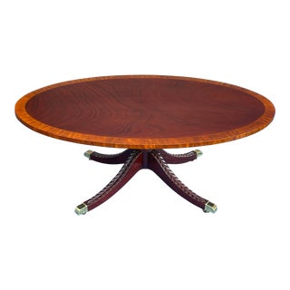 21st Century Kindel Traditional Duncan Phyfe Banded Mahogany Oval Coffee or Cocktail Table For Sale
