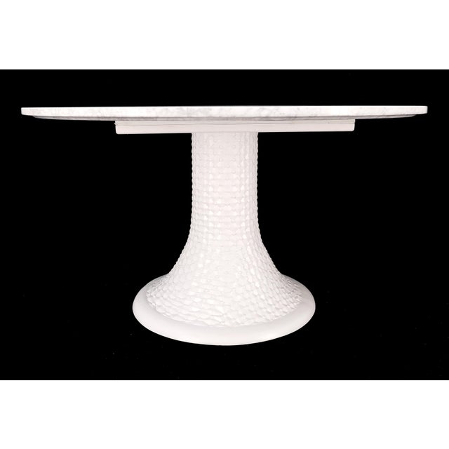 1970s Round White Marble 1" Thick Top Diamond Pattern Texture Composition Tulip Shape For Sale - Image 5 of 11
