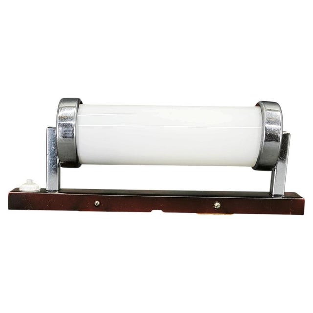 Bauhaus Chrome and Opaline Glass Wall Light, Czechoslovakia, 1930s For Sale - Image 12 of 12
