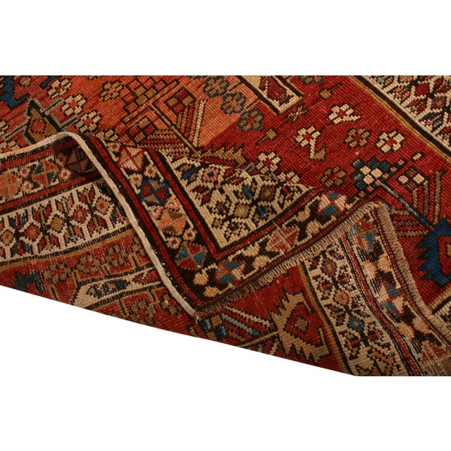 1910s Antique Kuba Rug Beige Red Boteh Floral Tribal Patterns With Pink Accent For Sale - Image 5 of 6