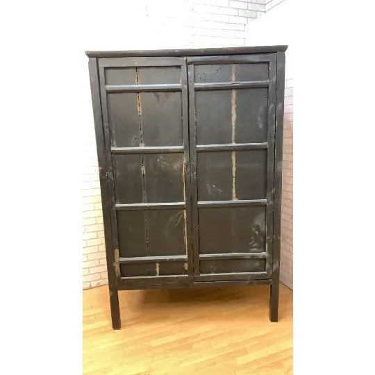 Vintage Chinese Pierced Screen Scholars Cabinet A beautiful and versatile Chinese pierced screen scholars cabinet. The...