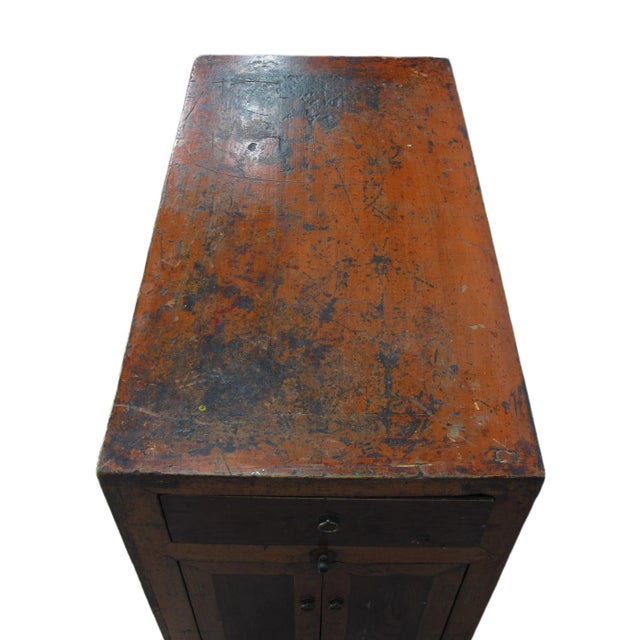 Late 19th Century Hand Painted Five Bats Antique Gansu Tibetan Cabinet For Sale - Image 10 of 12