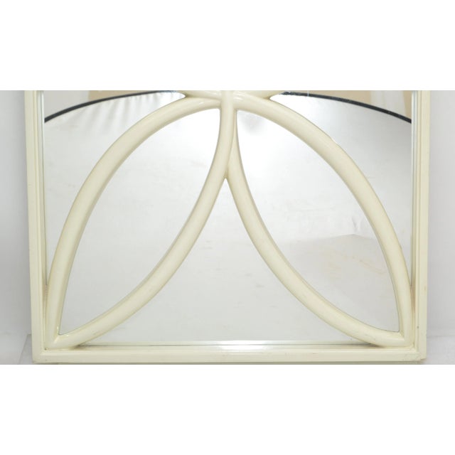 Wood 1970 Faux Bois Hand Carved Wood Wall Mirror Hollywood Regency Off-White, Italy For Sale - Image 7 of 12