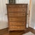 1920s French Louis XVI Style Tall Chest With Book Matched Walnut Veneer and Brass Accents For Sale - Image 9 of 9