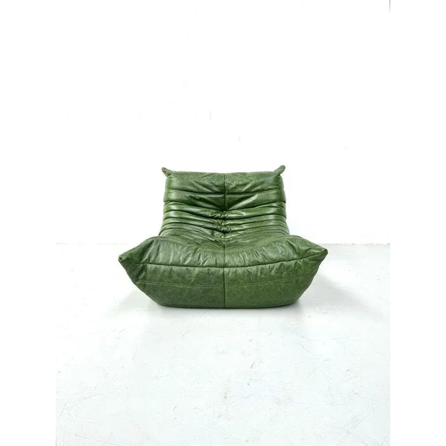 Togo Lounge Chair in Forest Green Leather by Michel Ducaroy for Ligne Roset For Sale - Image 13 of 13