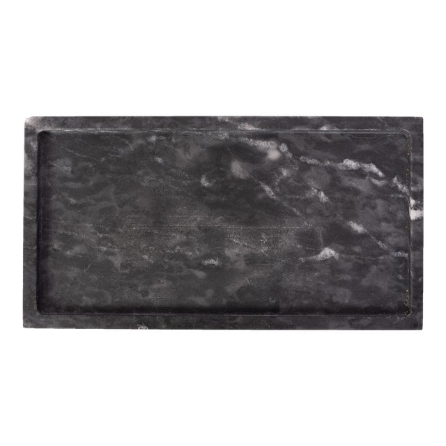 Artifacts Trading Company Rectangular Marble Tray in Black For Sale