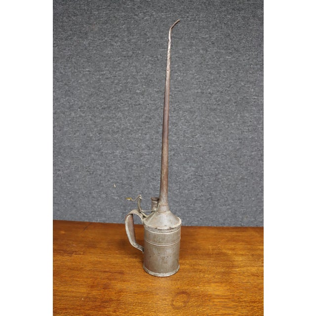 Industrial Antique Tin Oil Can With Long Spout For Sale - Image 3 of 9