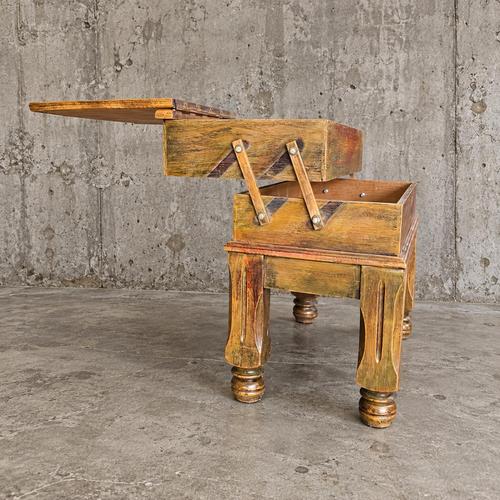 Wooden Sewing Table with Extendable Scissor and Storage Compartments, 1930s For Sale - Image 6 of 6