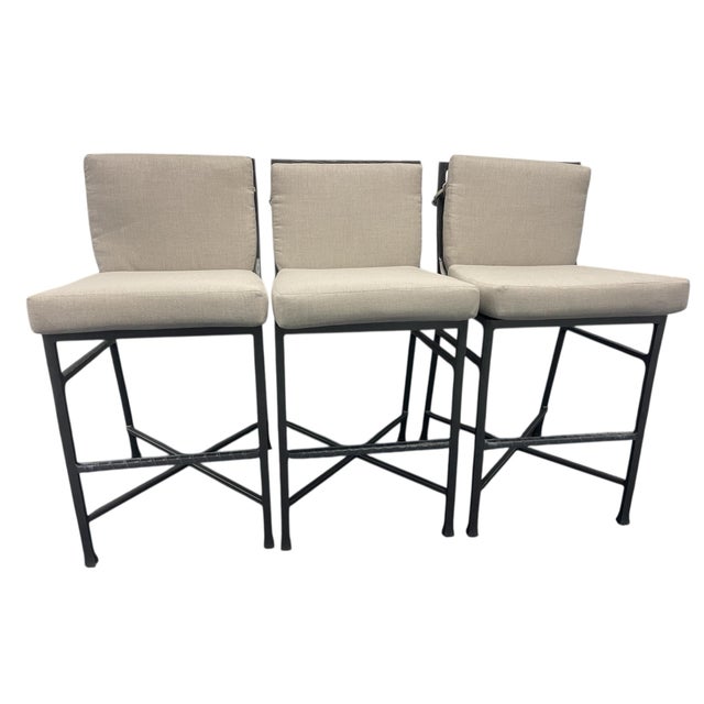 Metal Castelle Marquis Aluminum Patio Barstools- Set of 3, Outdoor Bar Stool For Sale - Image 7 of 12