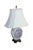 This vintage Chinoiserie ginger jar table lamp features a rounded white porcelain body hand-painted with vibrant pink,...