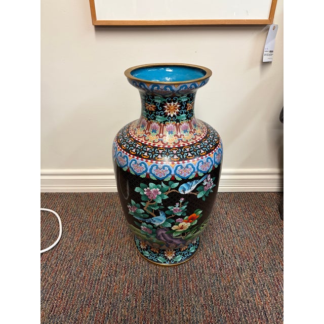 Asian Antique Asian Cloisonné Floor Vase For Sale - Image 3 of 8