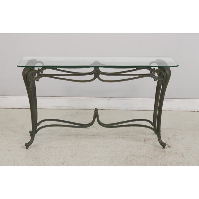 Age: Approx: 30 Years Old Details: Iron Base w. Bronze Finish Beveled Glass High Quality Construction Queen Anne Legs &...